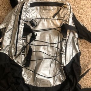 Silver north face backpack